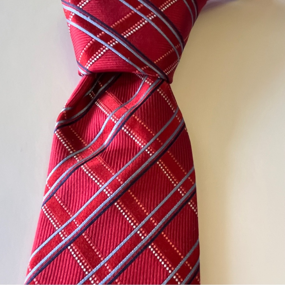 Classic Red and Gray Striped Tie